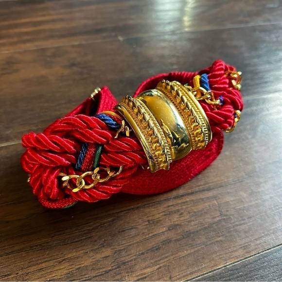 VTG Red Rope Embroidered Chain Belt - Picture 1 of 5